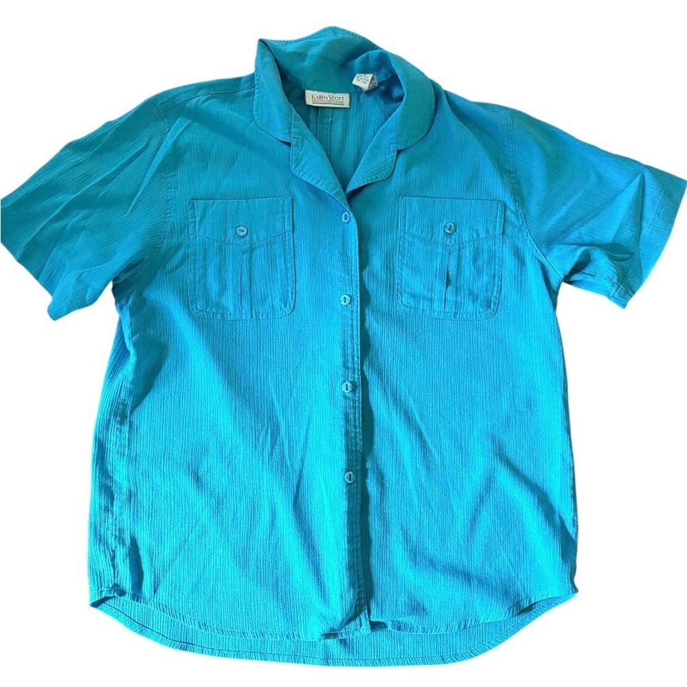 Women’s‎ Short Sleeve Button Up Blouse Summer Casual Relaxed Fit M